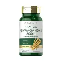 Ashwagandha 600mg + Melatonin 70 Capsules (CARLYLE)