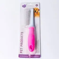 Pet Comb Steel One Side Pink