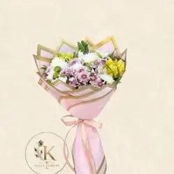 White, Pink, Green Chrysanthemum & Alstroemeria Bouquet