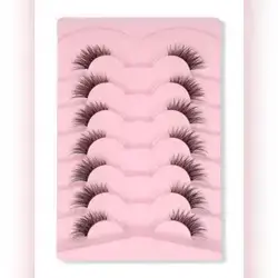 Himirell 7pairs/Set Cat Eye Style Natural Short Crossed Transparent Stem Fake Eyelashes