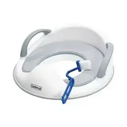Baby Potty Training Seat with Cushion, Handle, and Cleaning Brush - White