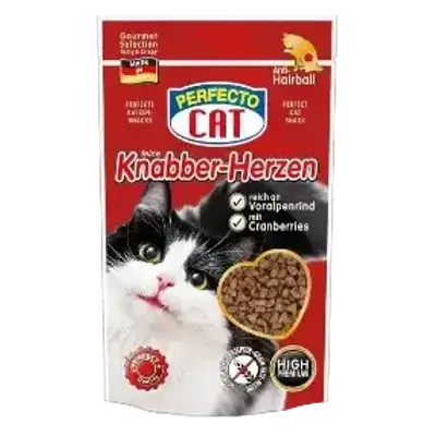 Perfecto Cat Feine Nibble Hearts Anti Hairball & Voralpenrind 50g