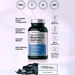 Horbäach Buffered Magnesium Glycinate | 1330mg | with Chelated Minerals | magnesium glycinate | magnesium | 250 Capsules magnesium