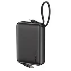 RECCI 20000mAh 22.5W Power Bank with Built In Type C + iP Cables - Black