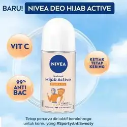 nivea hijab active bright & dry 99.9% antibacterial 48h 50ml 0% alcohol