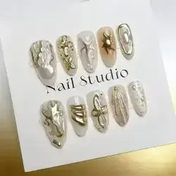 10 pcs Handmade Ocean Goddess Summer Fantasy Press on Nails - Small