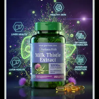 Milk Thistle 4:1 Extract 1000mg, Liver Health, Skin, Energy and Vitality, improved digestion, fat digestion, bile support, blood purification, 180 Softgels milk Thistle