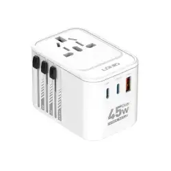 LDNIO Z8 45W GaN Universal Travel Adapter with Fast Charging USB Ports