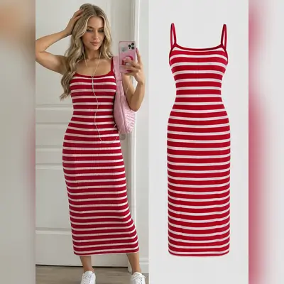 SHEIN Girlism Teen Girls Striped Camisole Dress - 11 Years