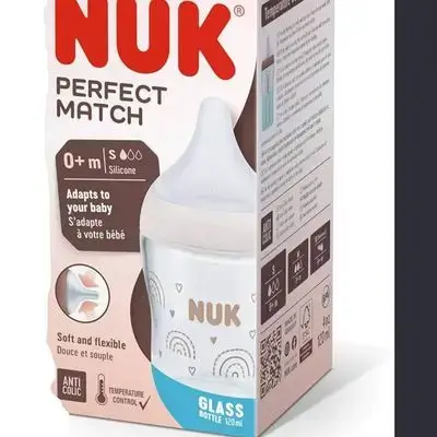 NUK PERFECT MATCH 0+m Silicone Anti-Colic Glass Bottle 120ml