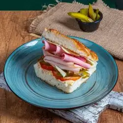 Mix Ham with Focaccia Bread