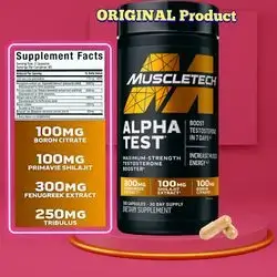 Testosterone Booster for Men, AlphaTest, testosterone enhancement, with Tribulus Terrestris, Tongkat Ali, Zinc, Boron, Fenugreek (50% Saponins), Broccoli, Male Gym Workout Supplement, for Muscle Growth, Stamina & Energy, Libido, 120 caps testosterone