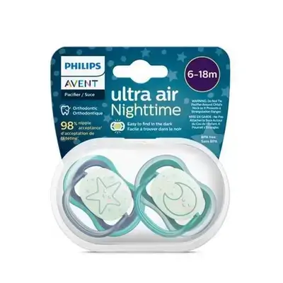 Philips Avent Soother 6-18m Ultra Air Nighttime Moon and Star