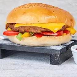 Meat And Cheese Burger With Fries