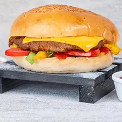 Meat And Cheese Burger With Fries