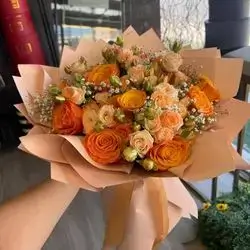 Baby Rose and Rose Orange Bouquet