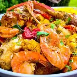 Seafood Overload In Buttered Garlic Cajun Sauce