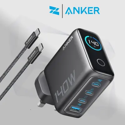 Anker Zolo 140W GaN Desktop Charger with USB-C Cable - Black