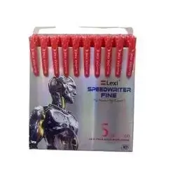 Lexi Speed Writer Fine Pen-Red-10 Pcs