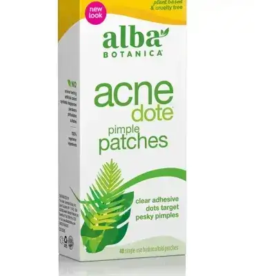 Alba Botanica Acne dote Pimple Acne Patches, 40 Count USA/لصقات ألبا بوتانيكا لعلاج حب الشباب للوجه - لصقات لعلاج حب الشباب والبقع - لصقات للعناية بالبشرة مصنوعة من مادة الهيدروكولويد