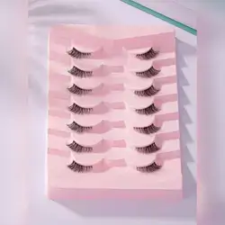 7 Pairs Semi-Rimless False Eyelashes, Soft & Natural Cat Eye