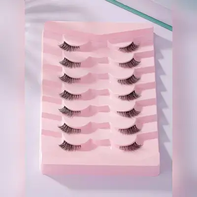 7 Pairs Semi-Rimless False Eyelashes, Soft & Natural Cat Eye