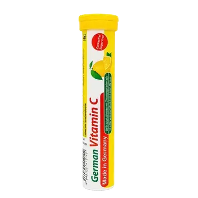 German Vitamin C Lemon Flavour Sugar Free 20 Effervescent Tablets _ T&D