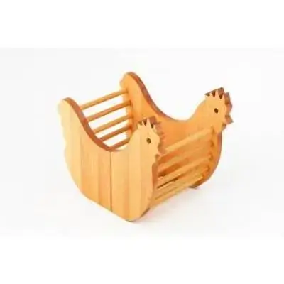 Asir Chicken Shaped Wooden Egg Basket - 949FRB1150