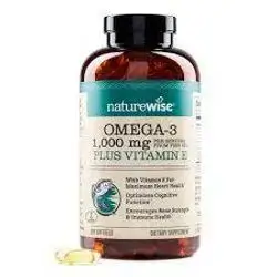 NatureWise Extra-Strength Omega 3 Fish Oil Supplement - 1000mg per Serving - 600 EPA & 400 DHA and Vitamin E - Support for Heart & Brain Health - Lemon Flavor, GMO-Free 60 softgels