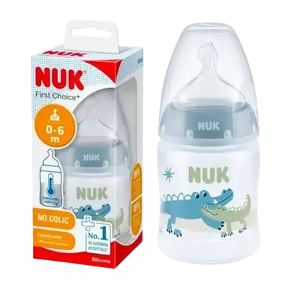 First Choice+ No Colic Silicone Feeding Bottle 0-6 Month 150ml blue _ NUK