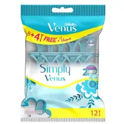 Gillette Simply Venus Disposable Razor for Women, 2 Blades - 12 Pieces