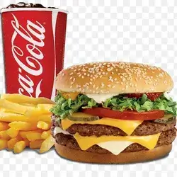 Burger Meal With Fries And Cola