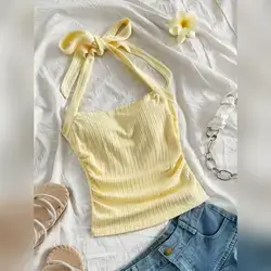 Soleia Women's Pale Yellow Elegant Tank Top - XS