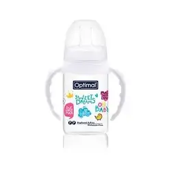 Narrow Neck Feeding Bottle 140ml (+0) with Handle - White