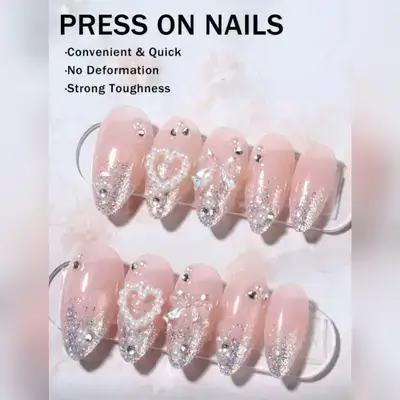 24Pcs/Set Glitter Long Almond Press On Nails