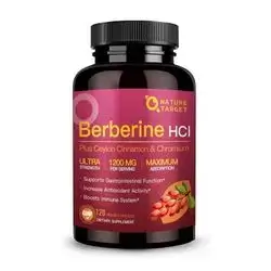 Berberine HCL 1200mg (nature target) 120 veggie capsules 