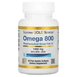 California Gold Nutrition, Omega 800 Pharmaceutical Grade Fish Oil, 80% EPA/DHA, Triglyceride Form, 1,000mg, 30 Fish Gelatin Softgels