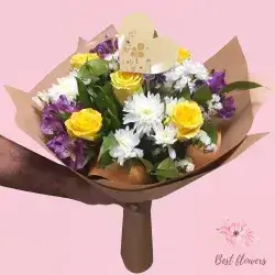 Bouquet Flowers- Yellow&White&Purple