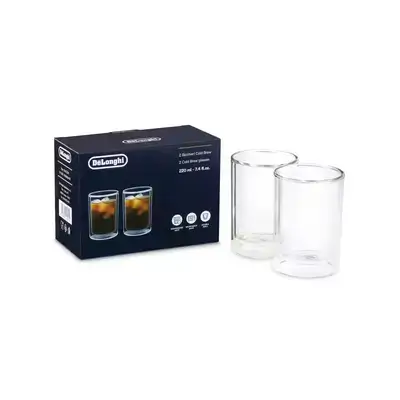 Delonghi Double Wall Cold Brew Glasses, Set of 2, 7.4oz/220ml