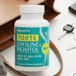 NaturesPlus Forte Choline & Inositol with Vit K2, ALA, CoQ10 & Folic Acid (60 Capsules)