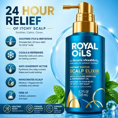 Head & Shoulders, Royal Oils, Scalp Elixir Treatment, Zinc Pyrithione, Anti Dandruff, anti Fungal, Anti Itch, Cooling Menthol and Peppermint Oil for Instant Scalp Soothe and Hydration, 125ml anti dandruff 