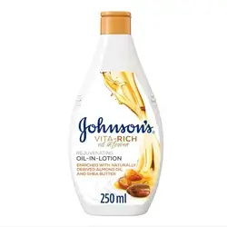 Johnson's Vita-Rich Rejuvenating Body Moisturiser, Oil-In-Lotion Formula for Deep Hydration, Skin Revitalisation, and Enhanced Softness, 250ml