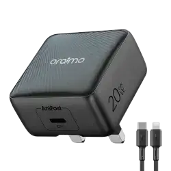 oraimo 20W GaN faster PowerCube 20 Chic With Lightning cable OCW-5201U+CL55 Black