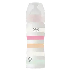 Well Being Anti-Colic Plastic Baby Bottle with Silicone Nipple medium flow 2m+ pink 250ml _ Chicco