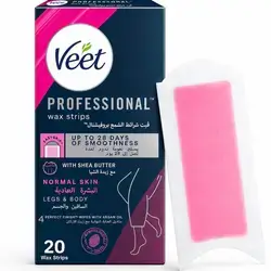 Veet Professional Wax Strips for Legs and Body for Normal Skin with Shea Butter - 20 Strips