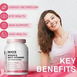 NYO3® Women’s Multi-vitamins, 19 Key Ingredients, Eye health,
Skin support, Hair health, Energy Metabolism, 60 Tablets (2 month supply)
