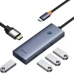 USB Hub Baseus Ultrajoy Hub 5in1 5-Port (1XHDMI 4K@30HZ + 4XUSB 3.0) Grey