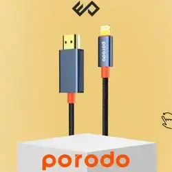 Porodo Woven Cable Lightning to HDMI - Black