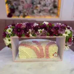Special Chocolate Cake For 12 Person With Flower