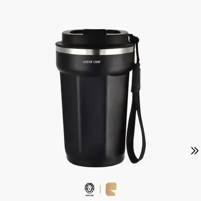 Green Lion Vaccum Mug Stainless Steel Insulated Bottle - Black